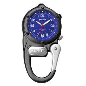 DAKOTA MINICLIP WATCH - Black with Blue Face, Micro Light, Water Resistant Case